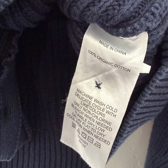 Quince Organic Cotton Fisherman Boxy Cropped Cardigan Navy Size Medium - Picture 4 of 5